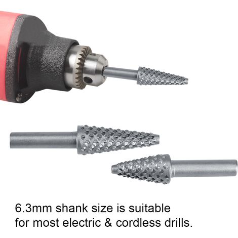 5-teiliges Set aus Rotationsfräsern und -raspeln aus Hartmetall mit 6,3 mm Schaft für Holzschnitzarbeiten (1/5)