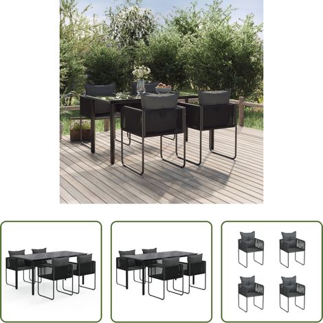 vidaXL Table de jardin - Ensemble à manger de jardin 5 pcs Noir (1/5)