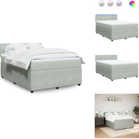 Boxspringbett mit Matratze Hellgrau 160x200 cm Samt - Boxspringbett - Boxspringbetten - Bett - Schlafzimmermöbel (1/5)