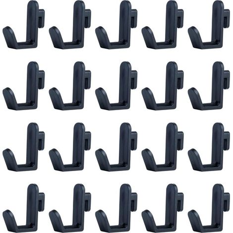 20 Pcs Plastic J-Shaped Hooks for Storing and Organizing Tool Accessories (Black) (1/5)