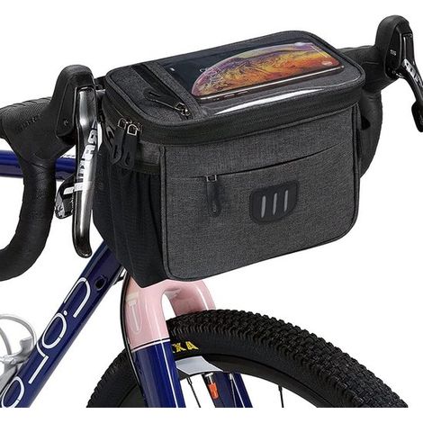 Borsa da manubrio impermeabile per bicicletta, borsa frontale e a tracolla compatta per bici da strada e mountain bike. (1/5)