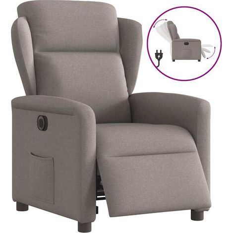 fauteuil inclinable électrique en tissu brun grisâtre (1/5)