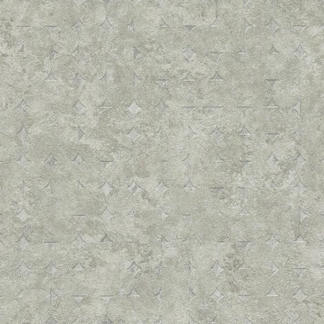 Papel pintado gráfico Profhome 396564 papel pintado no tejido texturado de estilo used look y acentos metálicos gris verde 5,33 m2