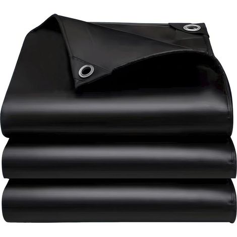 Bâche imperméable robuste 2x3m, bords renforcés, résistante aux UV, adaptée au camping, aux toits et autres emplacements extérieurs, noire. (1/5)