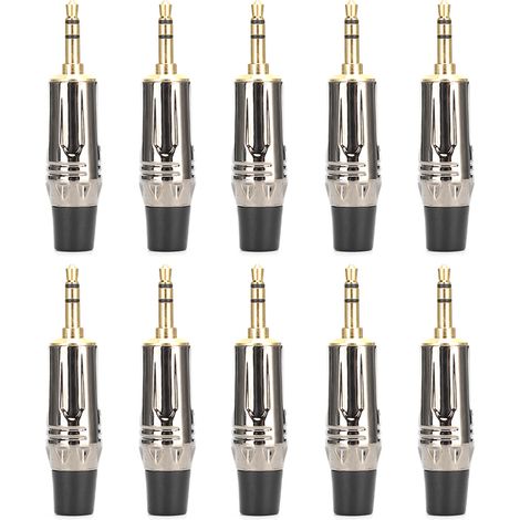 10 pièces embouts soudure stéréo 3,5mm plaqué or alliage zinc pour câble audio casque noir (1/5)