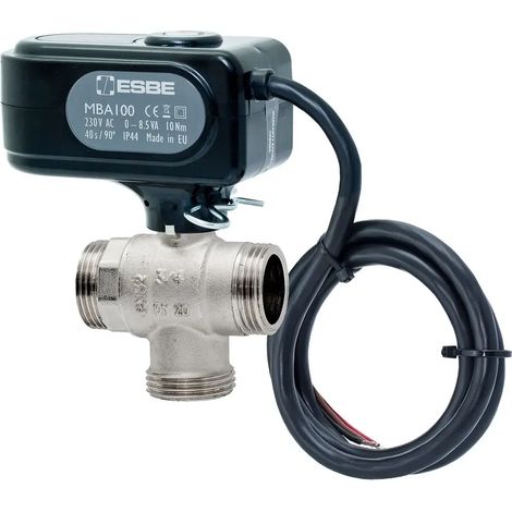 ESBE Valvola a sfera motorizzata MBA132 DN25 Kvs11,3, come valvola di zona a 3 vie, 230V, AG1.1/4", 43102600