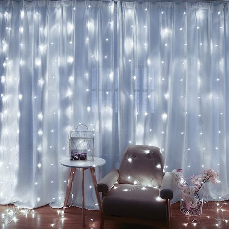 Rideau Lumineux LED 3x3 M - 300 LED - Télécommande - Minuterie 6 H - 8 Modes - Alimentation USB - Pour Décoration Intérieure Extérieure (1/5)