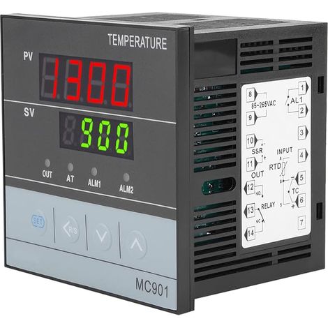 Regolatore di temperatura PID 1300 °C K/PT100 con sensore, relè/SSR per forni industriali e da laboratorio. (1/5)