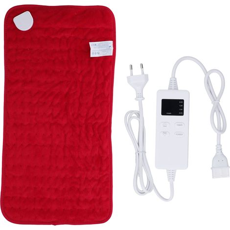 Couverture chauffante 30x60cm rouge, arrêt automatique programmé, 6 niveaux de chaleur, prise UE AC220-240V, idéale pour épaule et genou. (1/5)