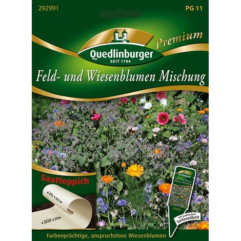 Quedlinburger Saatgut – Fleurs des champs et des prés en mélange – Tapis de semis 300 x 20 cm, hauteur 50-80 cm (1/2)