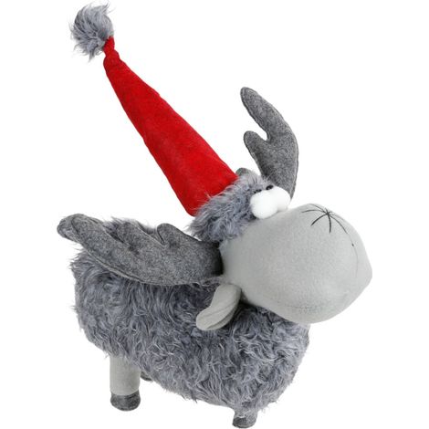 Deko-Rentier mit Mütze Weihnachtsfigur Weihnachtsdeko Winterdeko Dekofigur