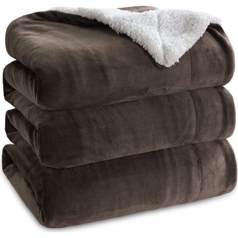 Plaid Polaire Sherpa Couverture - Marron, 220x240 cm Plaid Canape Grande Taille, Douce et Chaude Double Face avec Fourrure d'agneau et Tissu Polaire pour Canapé et Lit, Épais (1/5)