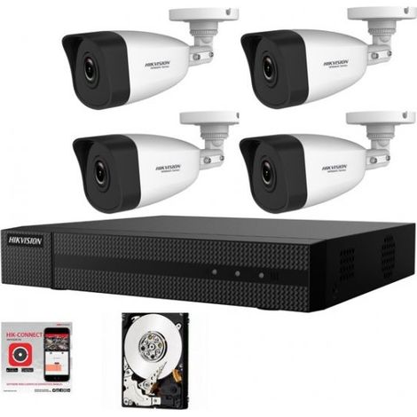 Kit videosorveglianza Hikvision DVR 4 canali 4 telecamere bullet 4mpx 500gB