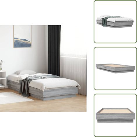 Bettgestell Grau Sonoma 75x190 cm Holzwerkstoff - Holzbettfassungen - Bettrahmen - Singlebett - Bettkasten - Grau Sonom Bed Frame (1/5)