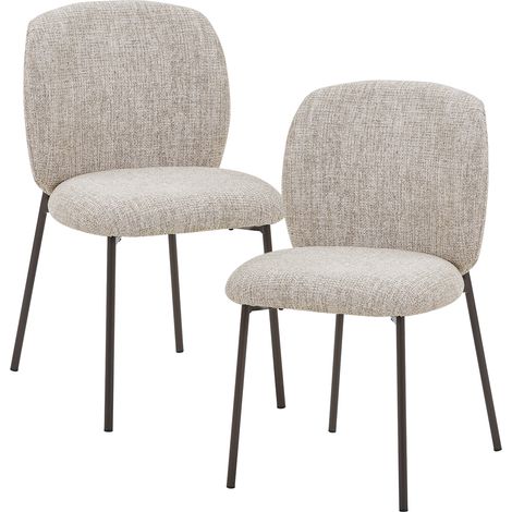 MOGAN - Lot de 2 chaises en tissu taupe pieds en métal noir
