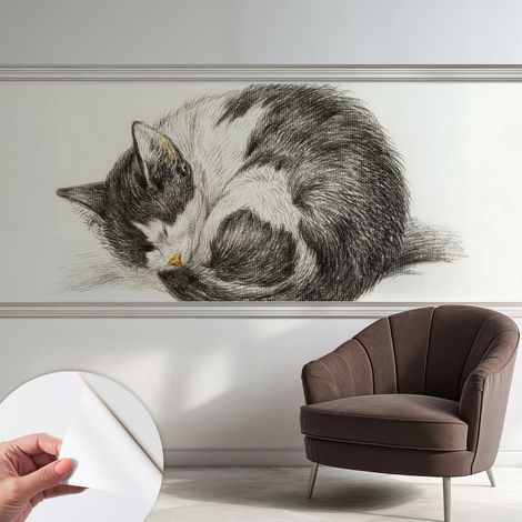 Papier peint autocollant adhésif installation rapide du papier peint durable et résistante Charmant chaton 250x104 cm (1/5)