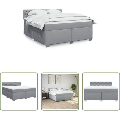 Matratze - Boxspringbett mit Matratze Hellgrau 180x200 cm Stoff (1/5)
