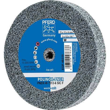 PFERD POLINOX verpresstes Vlies-Rad PNER Ø 75x13 mm Bohrung-Ø 6 mm Weich SIC Fein für Finish (1/5)