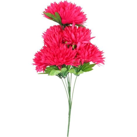 Ramo de 7 crisantemos de color rosa oscuro con flecos. (1/2)