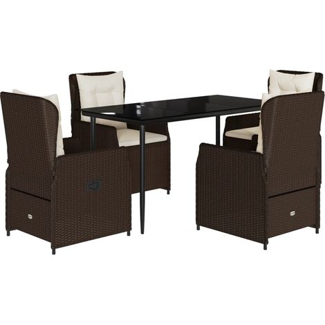 Maison Exclusive - 5-tlg. Garten-Essgruppe mit Kissen Braun Poly