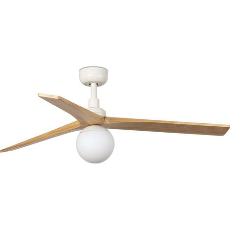 Faro Klim Ventilateur de plafond moyen à 3 pales, blanc mat, pin, avec éclairage 1x E27, système intelligent Tuya
