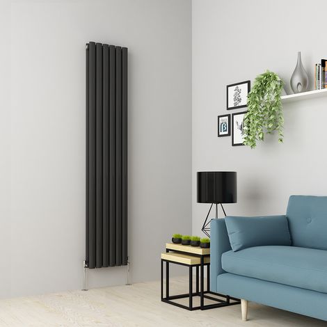 Warmehaus Oval Anthracite Radiator Vertical Double 1800x354mm (1/5)