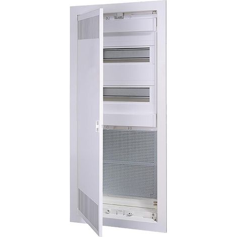 Distributeur multimédia encastré IP30 – 63A 400V – Boîtier plastique blanc – Porte métal blanc – Coffret électrique nu – ETI - ECG56HCOMBO2