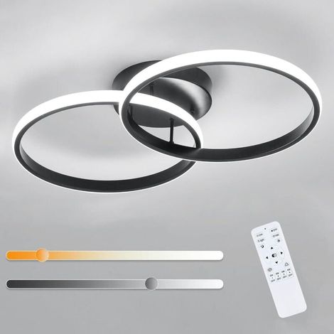 COMELY Plafoniera LED dimmerabile, 38W 4275LM Plafoniera LED moderna per soggiorno con telecomando 3000K-6500K, lampada da soffitto in acrilico per camera da letto, cucina, soggiorno, nero, 54 cm