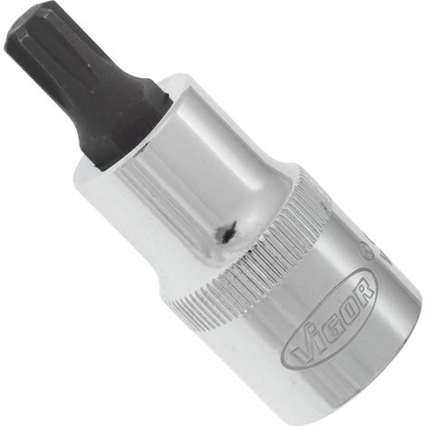 VIGOR Schraubendrehereinsatz, V2205, 1/2 (12,5 mm) Vierkant hohl, Innen Keilprofil Ribe-CV, SW M8 (1/3)