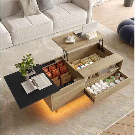 Mesa centro elevable con almacenaje 103,5 cm OKMYHOME (1/5)