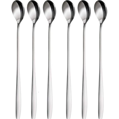 Cucharas largas de acero inoxidable, ideales para macchiatos y cócteles. (1/4)