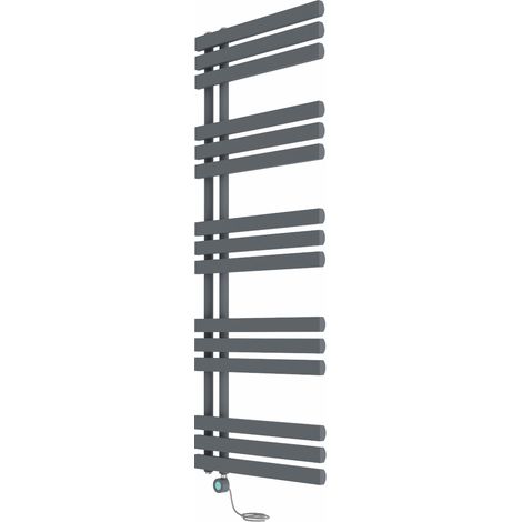 Electric Bathroom Prefilled D-shape Heated Towel Rail Radiator Thermostatic Heating Rads 1600x600mm Sand Grey with Smart WiFi (1/5)
