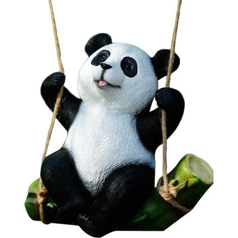 Panda Gartenfigur aus Kunstharz Lustige Ebene Gartenstatue