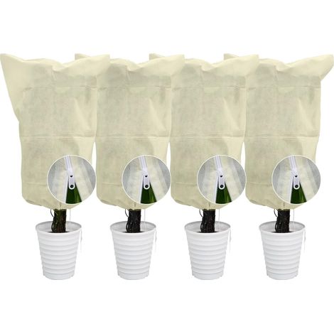 Housse de protection contre le gel pour plantes, 120 x 180 cm, tissu de protection contre le froid et les oiseaux, lot de 4, beige (1/5)