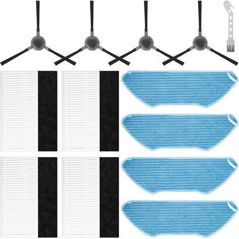FOREHILL Kit accessoires de rechange pour aspirateur robot Lefant M1, 4 filtres, 4 tampons de nettoyage, 4 brosses latrales, 1 brosse de nettoyage (1/5)