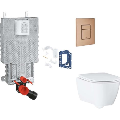 Grohe Uniset - Set bâti-support, cuvette, abattant SoftClose et plaque de déclenchement Skate Cosmopolitan et kit pour insertion de tablette, Warm Sunset Brossé SANI15BB4132 (1/2)