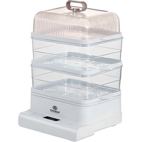 Cuiseur vapeur électrique - AVIZAR - 800W 10L - 3 étages empilables - Capacité 10 L - Minuterie 24 h