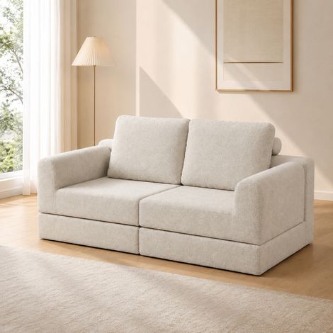 Canapé-lit convertible 160x80x78 cm en mousse blanc, pliable et gain de place – MEUBLIV (1/5)