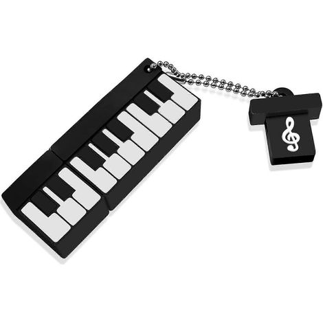 Clé USB Piano Noir 64 Go, clé USB 2.0 portable 64 Go, jolie clé USB en forme de piano pour PC, tablette, TV, voiture, etc. (1/5)