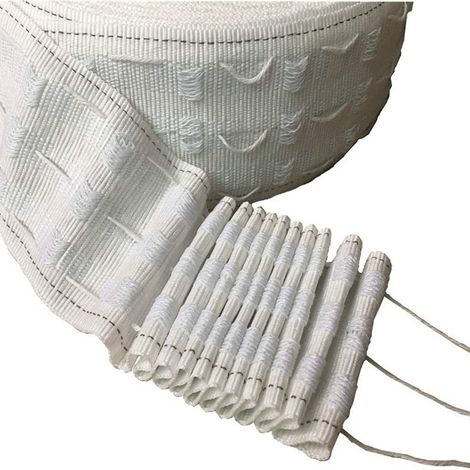 New 6-meter fabric tape, thickened elastic curtain tape with hooks, 8cm curtain fabric end tape, polyester cotton webbing. (1/5)