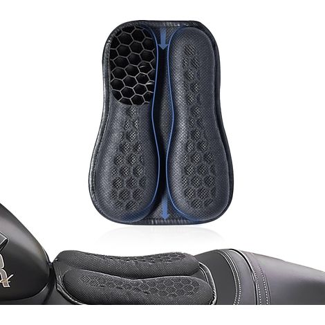 Coussin de siège de moto pliable pour passager, haute élasticité, gel 3D, nid d'abeille, confortable, respirant, absorption des chocs pour housse de siège longue conduite