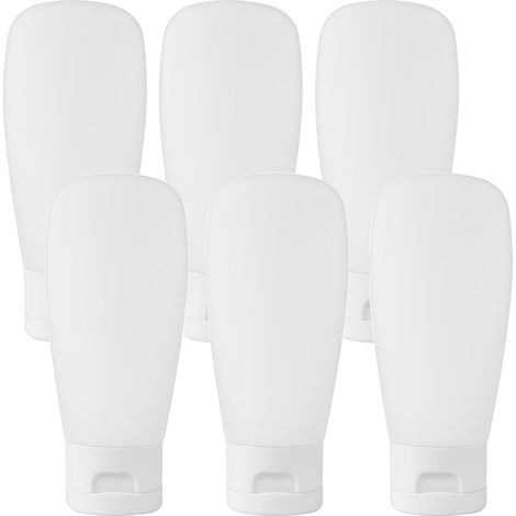 Lot de 6 tubes vides rechargeables en plastique transparent avec bouchon à rabat blanc - 150 ml (1/5)
