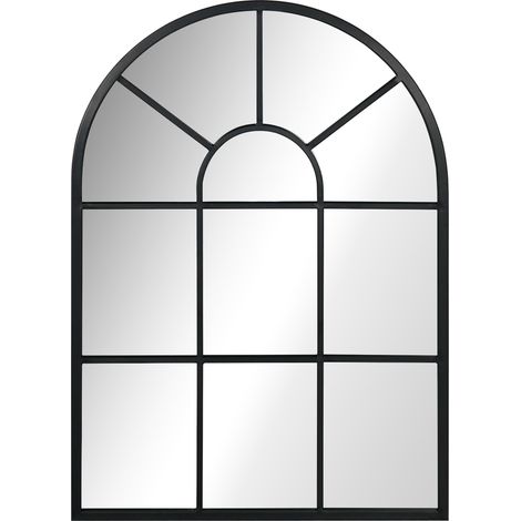 Specchio a Parete e a forma di Arco 70x50 cm in Metallo e Vetro Nero (1/5)