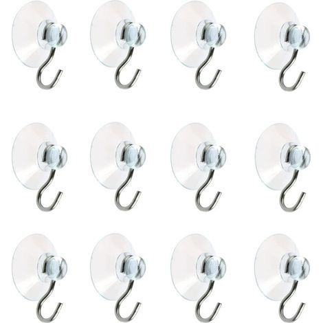 Lot de 12 Crochet Muraux avec Ventouse d'Aspiration,Petites Ventouses Plastiques avec Crochet Ronde pour Salle de Bains et Cuisine (lot de 12 ventouse) (1/3)