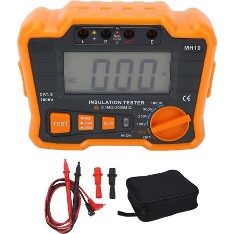 Digitales Isolationsmessgerät (Megohmmeter) 0,1 bis 2000 MΩ – Großes LCD-Display – Korrosionsbeständig – Automatischer Betrieb (1/5)