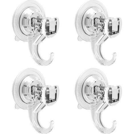 Lot de 4 ventouses avec crochet pour maison, salle de bain, douche, cuisine, maison, verre, crochets pour rideaux pour carrelage, porte douche à suspendre 2 kg transparent (1/4)