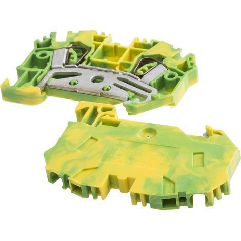 Bloc de mise à la terre RS PRO, 4mm², Fixation à ressort, Vert/Jaune ( Prix pour Paquet de 10 )