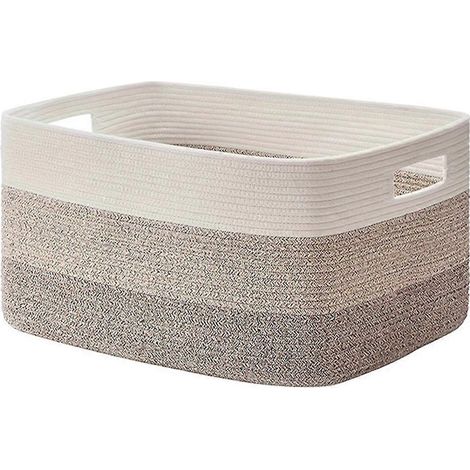 Panier de rangement tressé extra large, panier en corde de coton - Marron dégradé - (1/5)