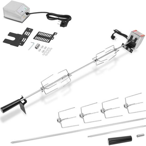 Hengda Spiedo BBQ 117cm 230V in acciaio raffinato 4 forchette incluse Grill Girarrosto Barbecue (1/5)