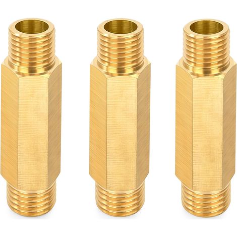 (3PCS) Rallonge de Robinet en Laiton, Mâle 1/4" x 60 mm, Raccord de Tuyau d'extension Fileté, Tube Connecteur Fileté Adaptateur pour Chauffage Central, Air, Eau, Huile